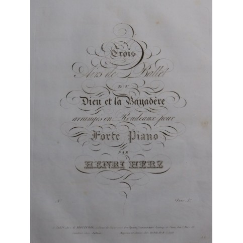 HERZ Henri Dieu et la Bayadère Air de Ballet No 3 Piano ca1832