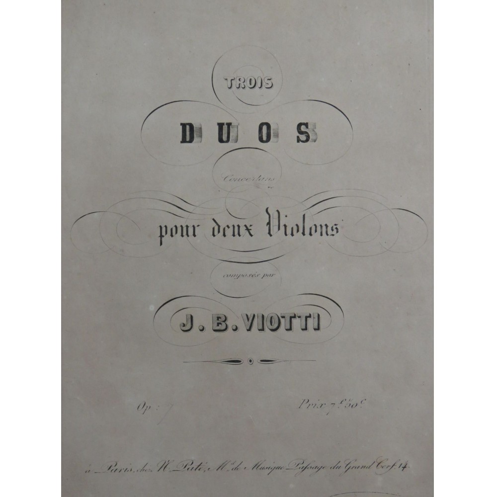 VIOTTI J. B. Trois Duos op 7 pour deux Violons ca1820