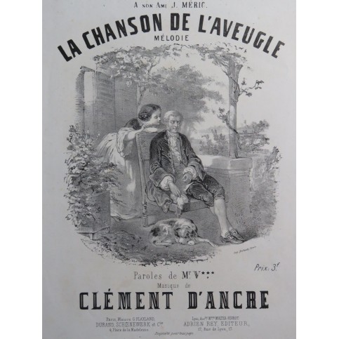 D'ANCRE Clément La Chanson de l'Aveugle Chant Piano ca1880