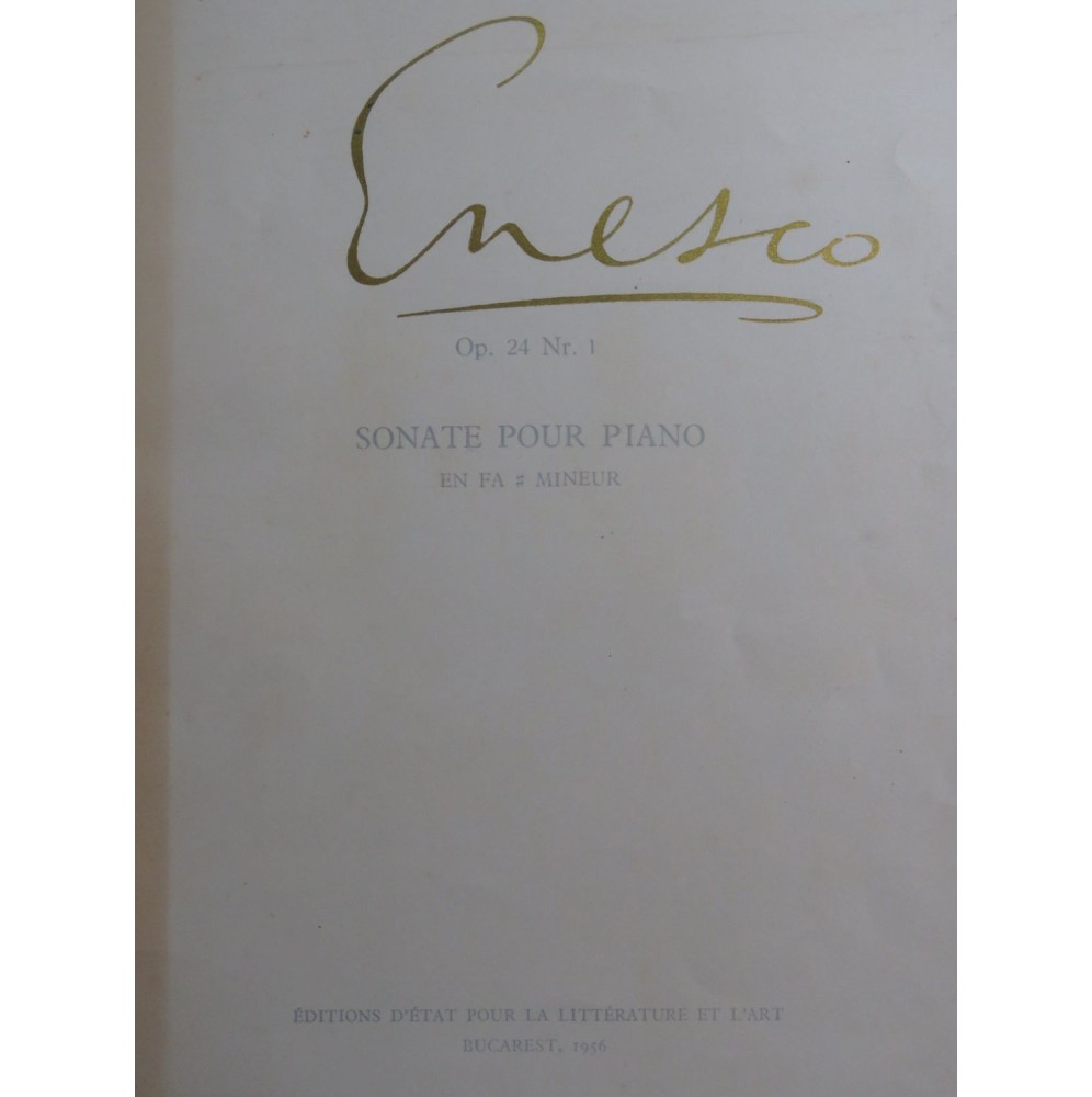 ENESCO Georges Sonate op 24 No 1 Piano 1956