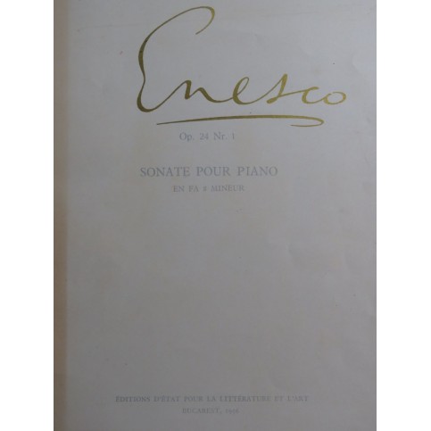 ENESCO Georges Sonate op 24 No 1 Piano 1956