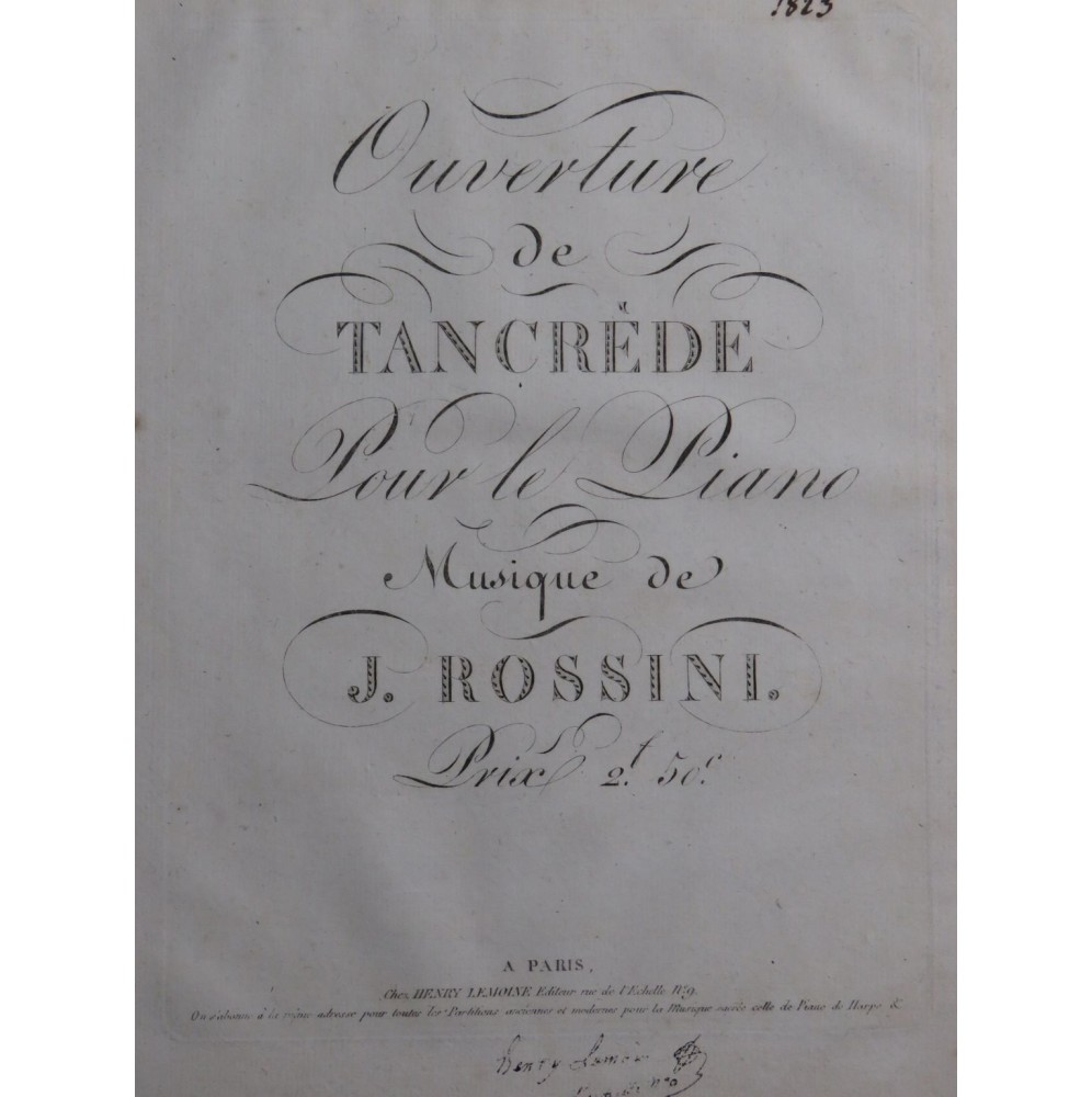 ROSSINI G. Tancredi Ouverture Piano ca1830