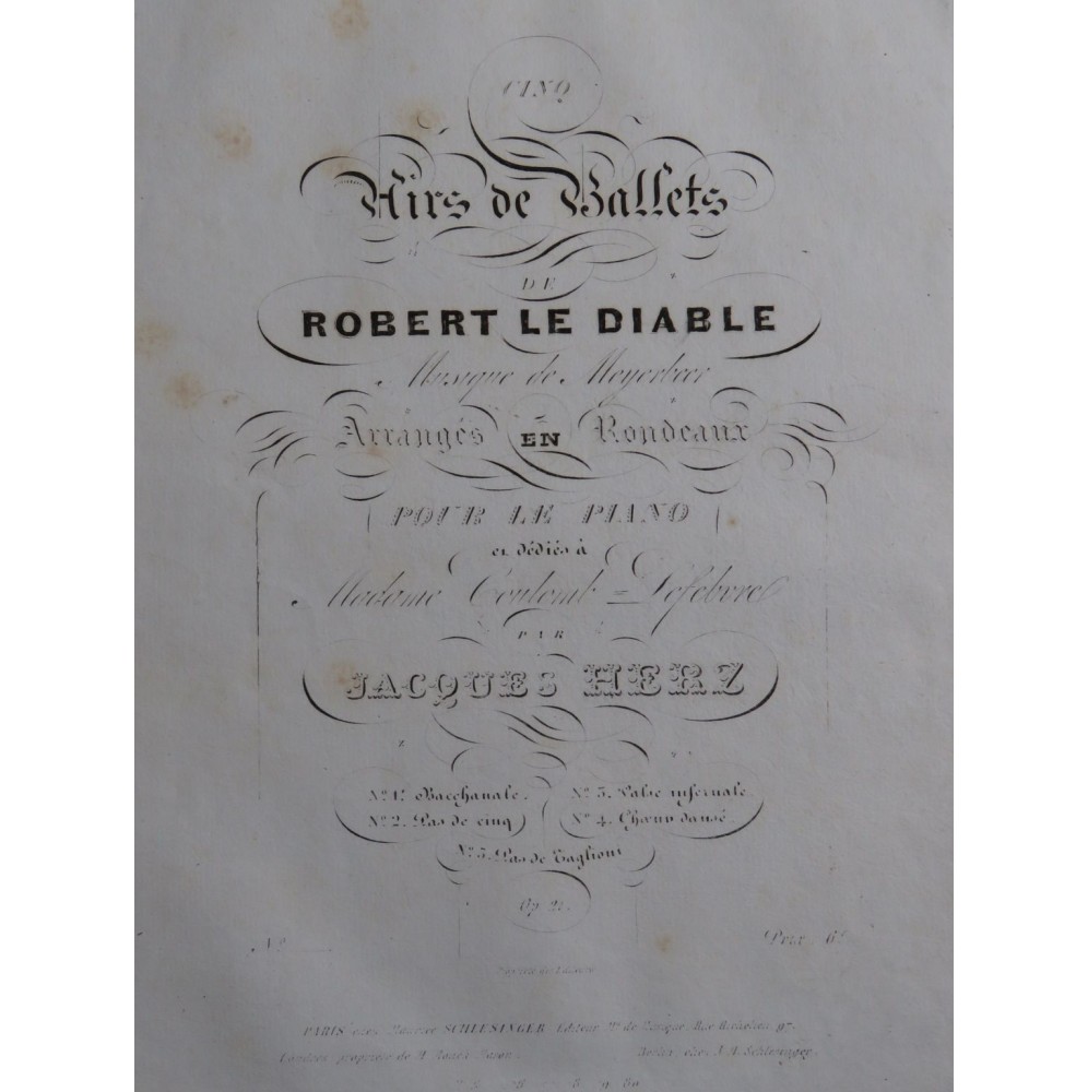 HERZ Jacques Valse Infernale op 21 Piano ca1833