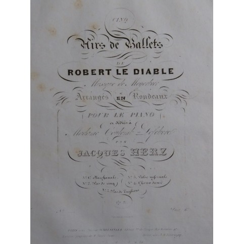 HERZ Jacques Valse Infernale op 21 Piano ca1833