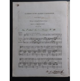 KRETSCHMER H. A. L'Adieu d'un Garde d'Honneur Signature Chant Piano ou Harpe ca1820
