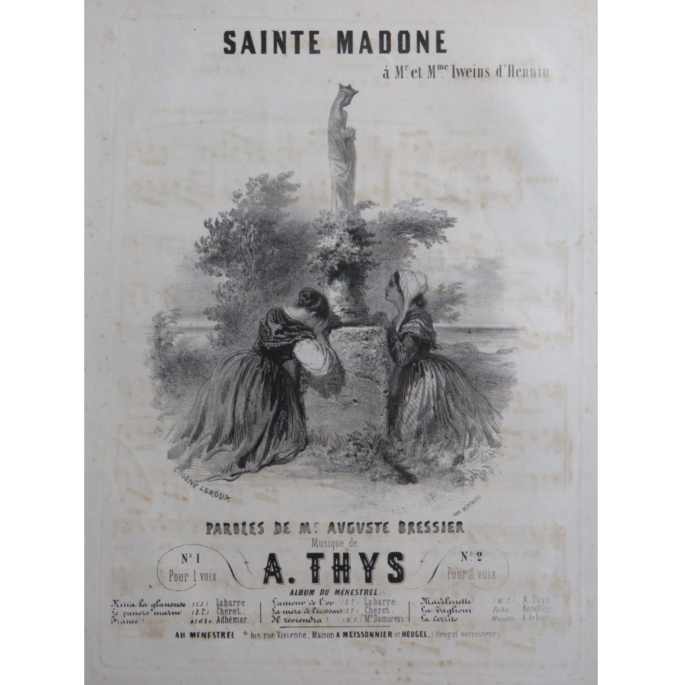 THYS Alphonse Sainte Madone Chant Piano ca1845