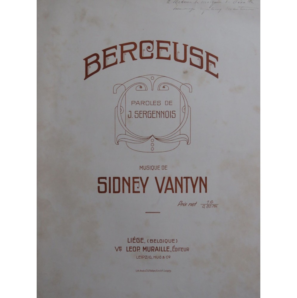 VANTYN Sidney Berceuse Dédicace Chant Piano