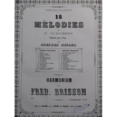 SCHUBERT Franz La Sérénade Harmonium Orgue ca1863