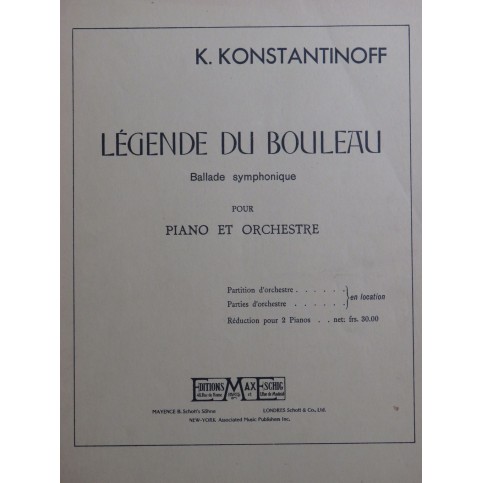 KONSTANTINOFF Kostia Légende du Bouleau 2 Pianos 4 mains 1935