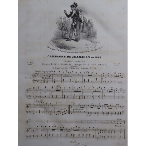 HARDY Félix Campagne de Jeanjean en 1831 Chant Piano 1831