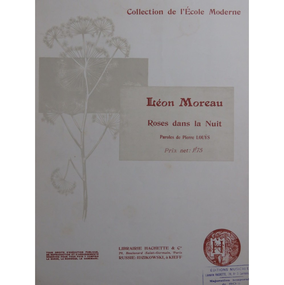 MOREAU Léon Roses dans la Nuit Chant Piano