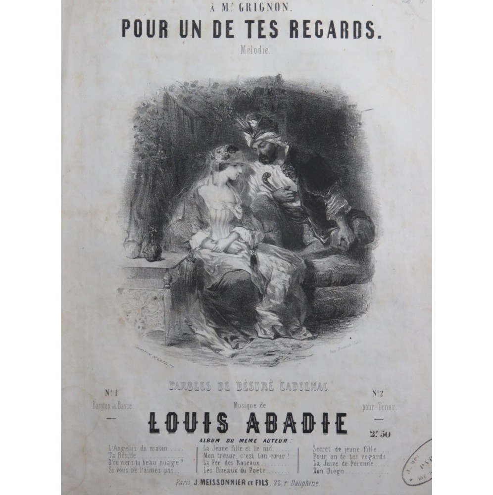 ABADIE Louis Pour un de tes Regards Chant Piano ca1845