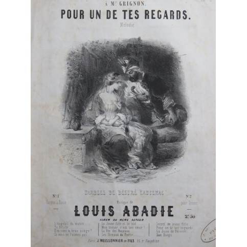 ABADIE Louis Pour un de tes Regards Chant Piano ca1845