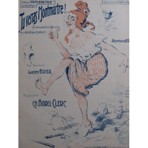 BOREL-CLERC Charles Tu Verras Montmartre Chant Piano 1922