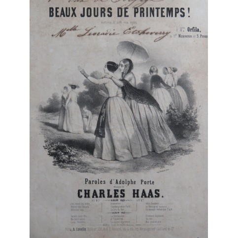 HAAS Charles Beaux jours de Printemps Chant Piano 1846