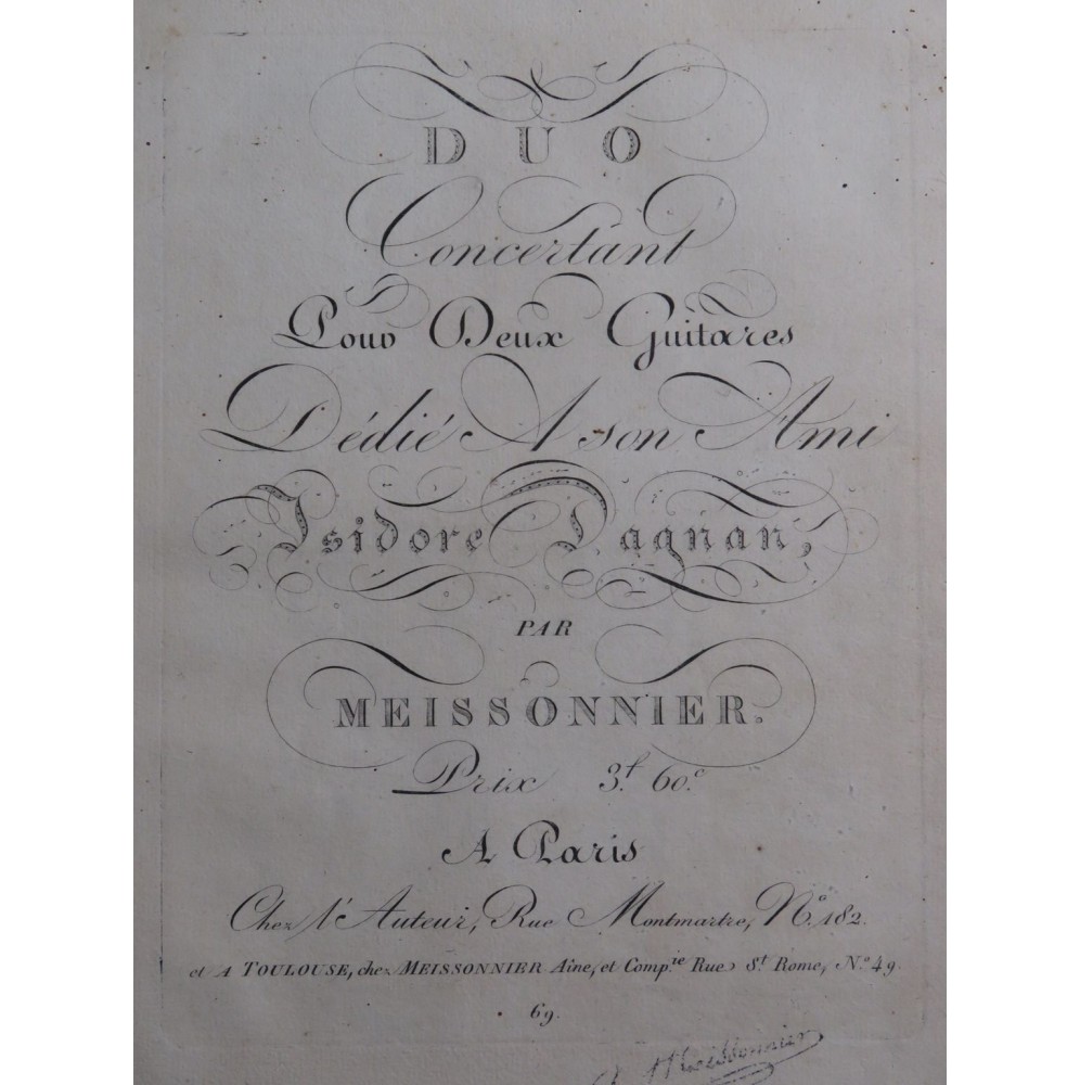 MEISSONNIER Joseph Duo Concertant Guitare ca1820