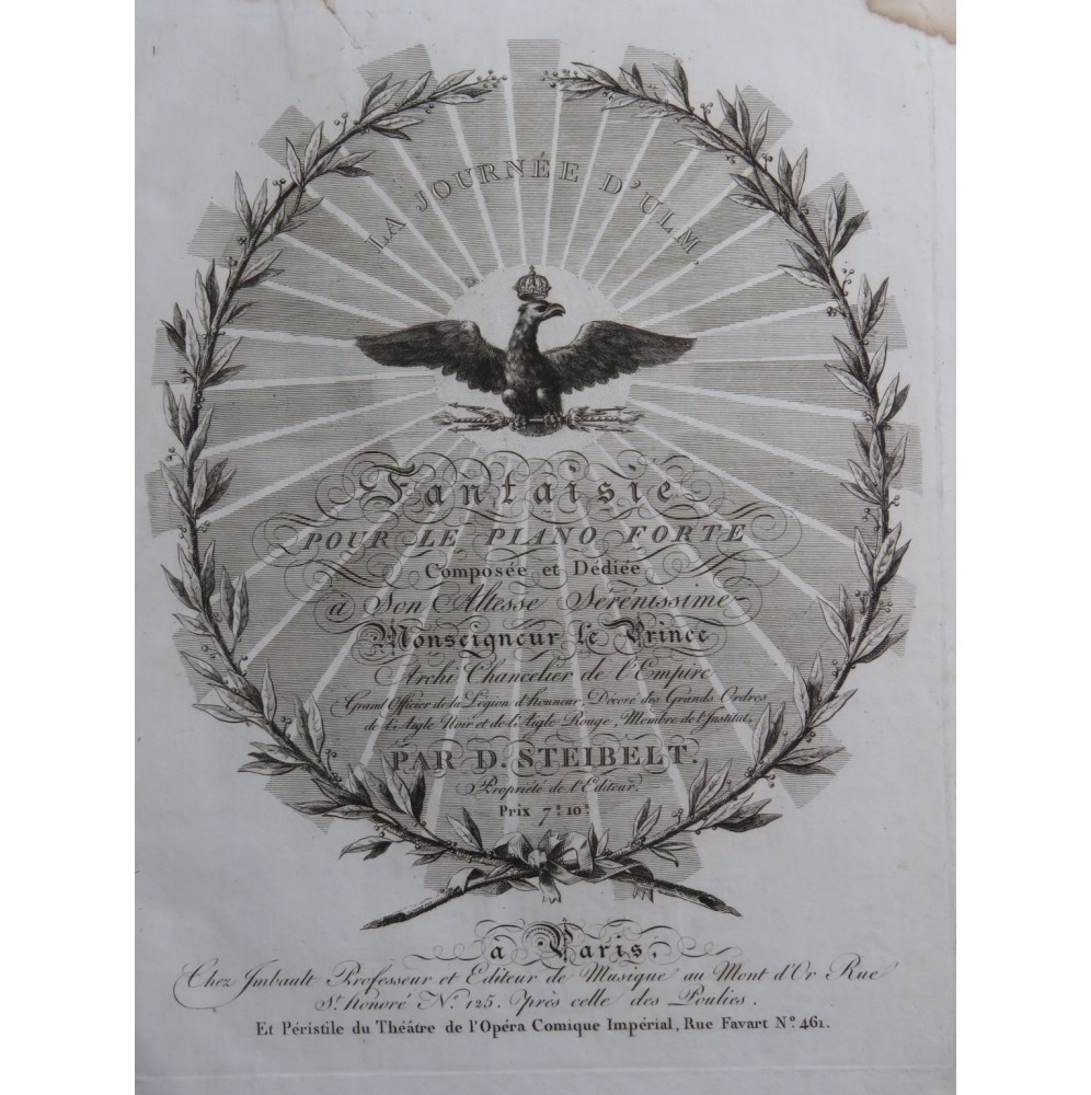STEIBELT Daniel La Journée d'Ulm Fantaisie Piano ca1795