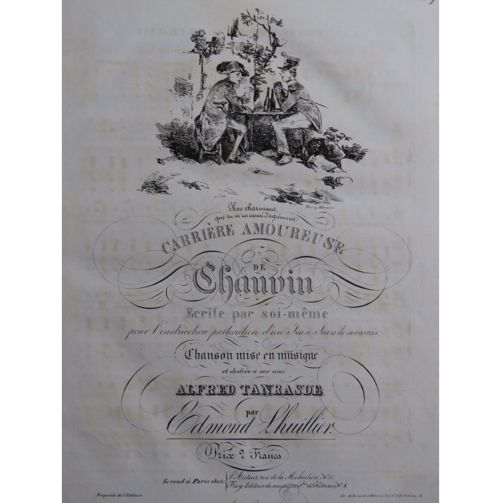 LHUILLIER Edmond La Carrière Amoureuse de Chauvin Chant Piano ca1830