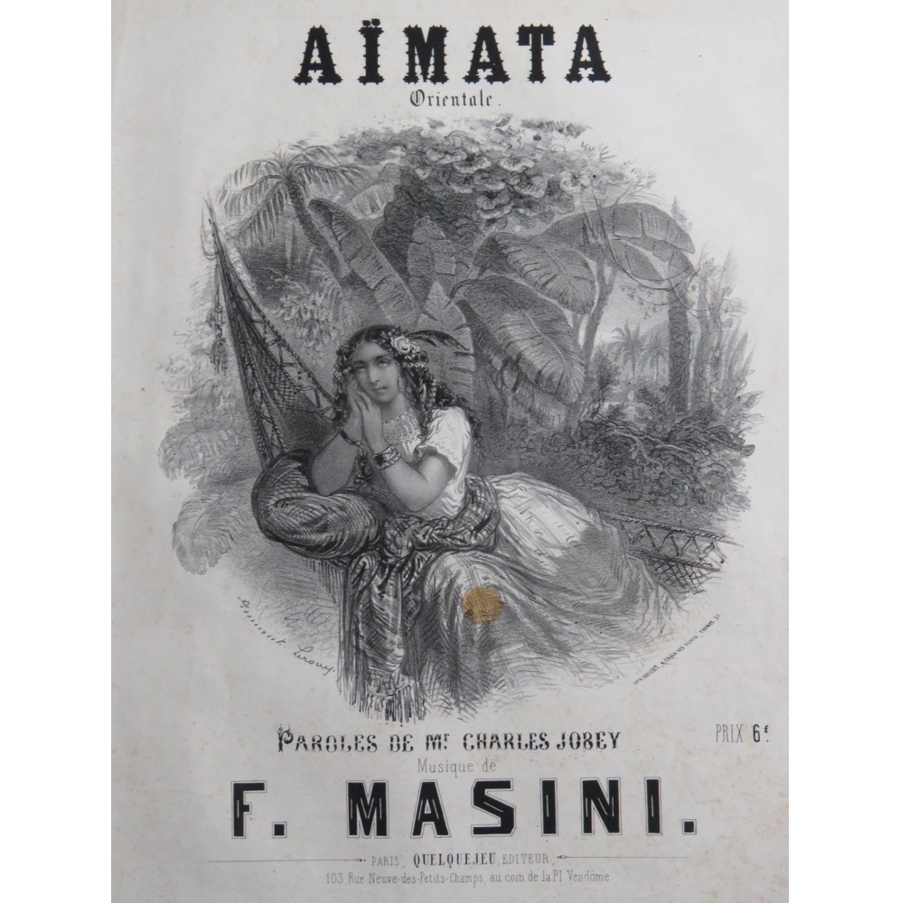 MASINI F. Aïmata ! Chant Piano XIXe siècle