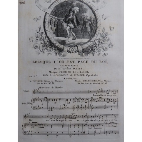 LHUILLIER Edmond Lorsque l'on est Page du Roi Chant Piano ca1830
