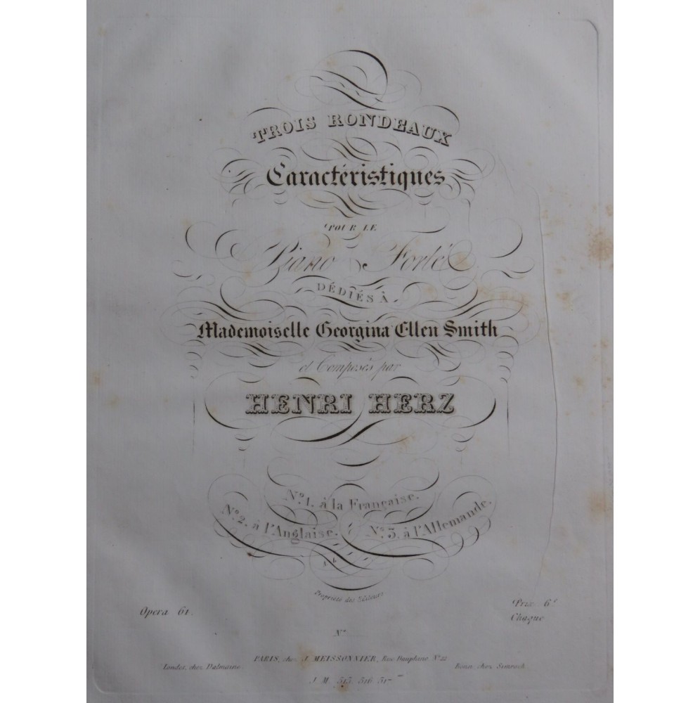 HERZ Henri Rondo à l'Anglaise op 61 Piano ca1830