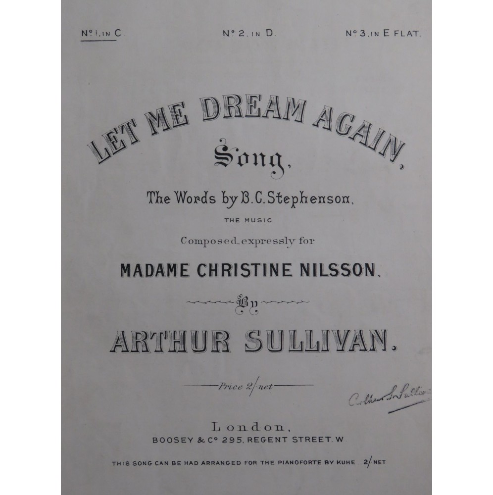 SULLIVAN Arthur Let Me Dream Again Chant Piano XIXe