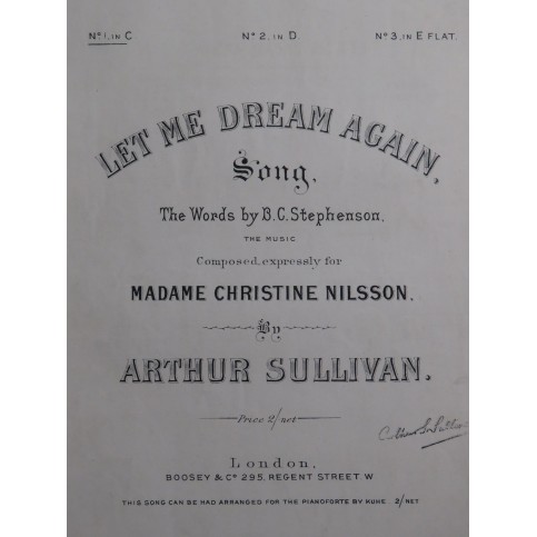 SULLIVAN Arthur Let Me Dream Again Chant Piano XIXe
