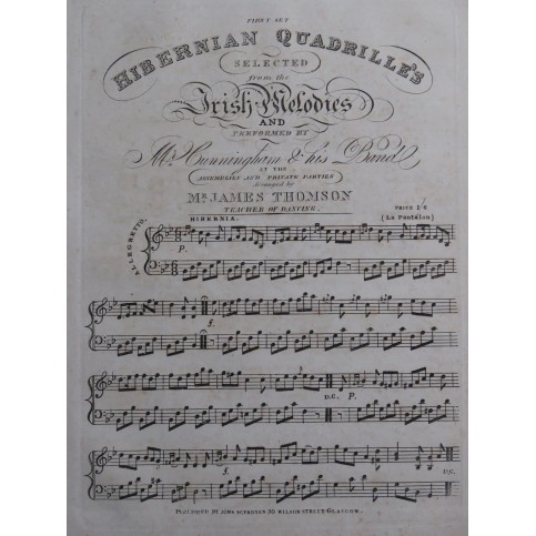 THOMSON James Hibernian Quadrilles Piano ca1830