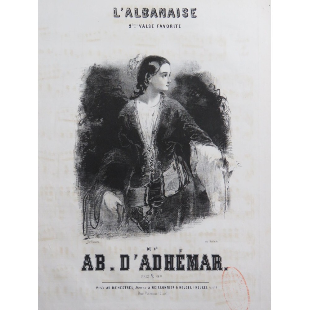 D'ADHÉMAR Ab. L'Albanaise Piano 1844