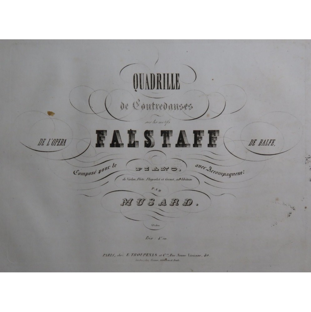MUSARD Quadrille sur Falstaff Piano ca1838
