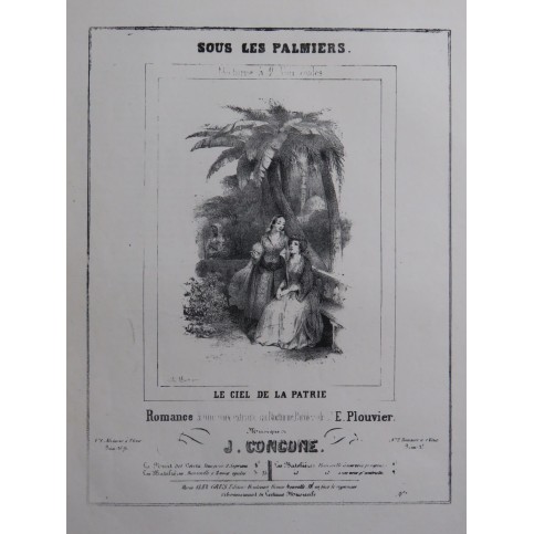 CONCONE Joseph Sous les Palmiers Chant Piano ca1840
