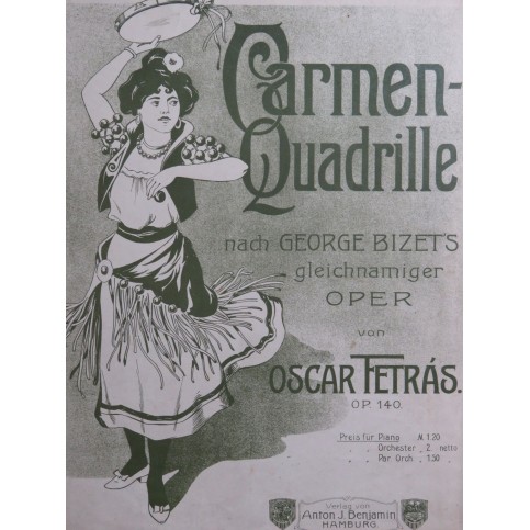 FETRÁS Oscar Carmen Quadrille op 140 Piano 1904