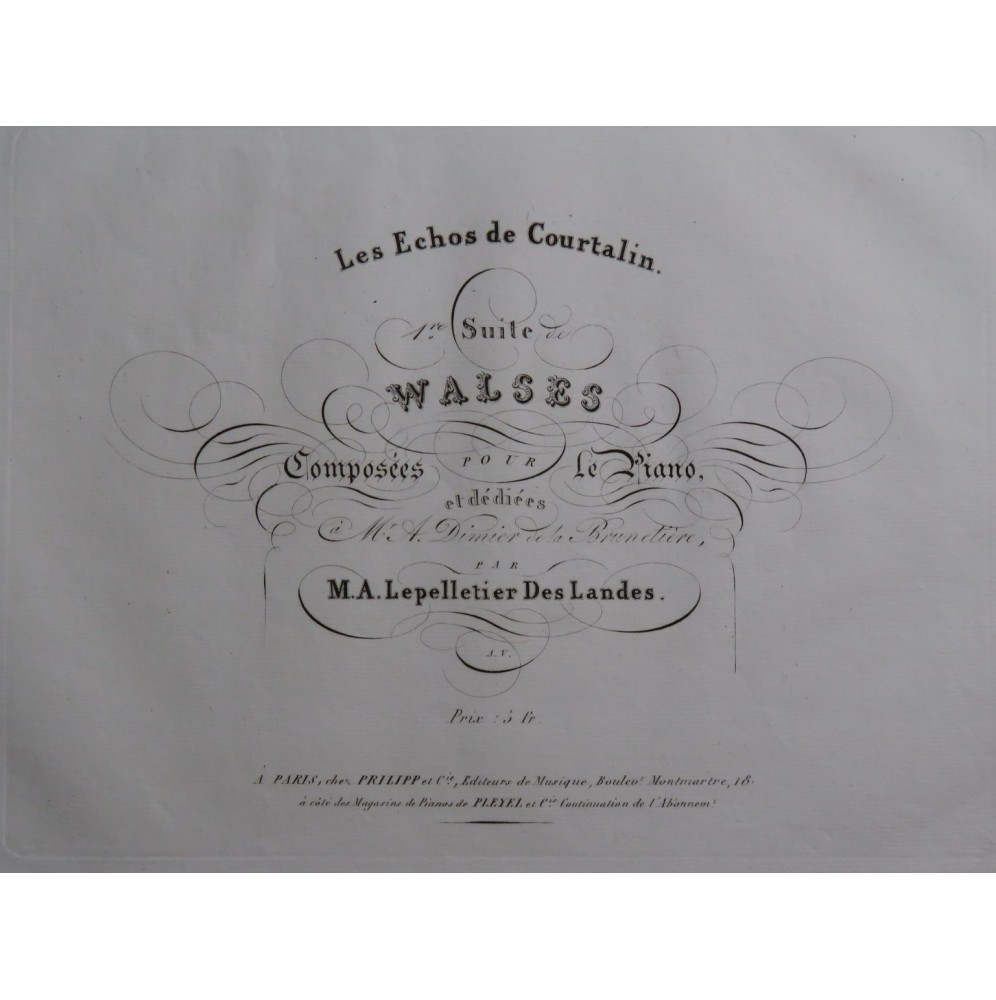 LEPELLETIER DES LANDES M. A. Les Echos de Courtalin Piano ca1850