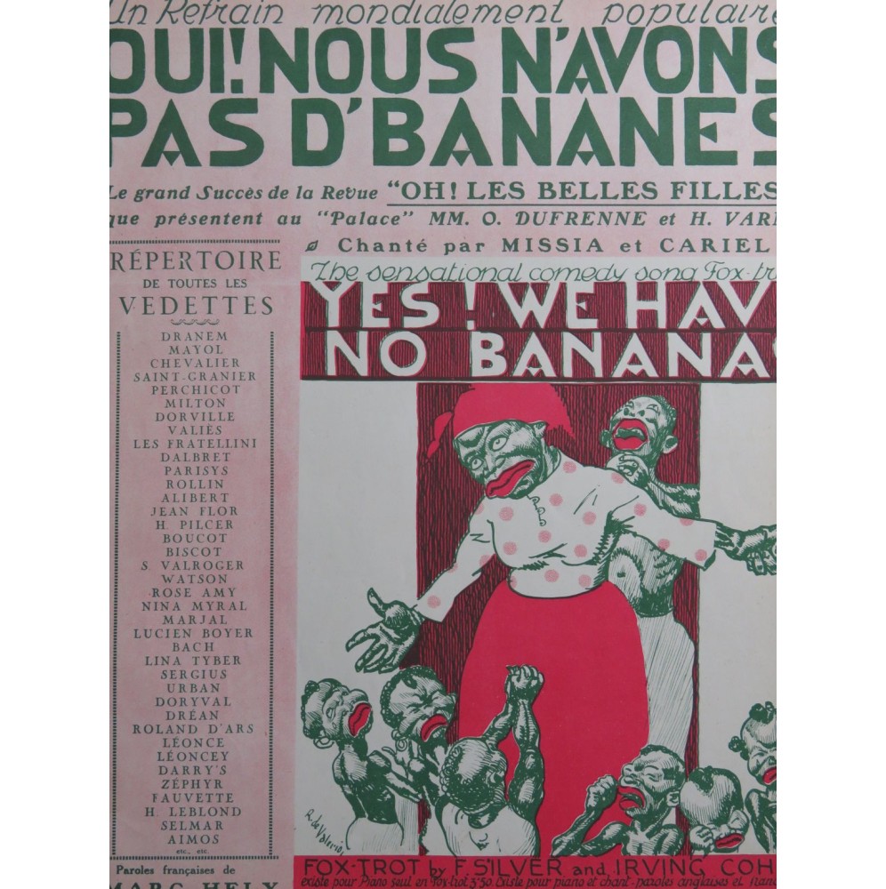 SILVER Frank COHN Irving Yes ! We Have no Bananas Piano 1923