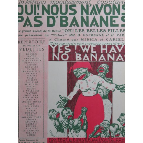 SILVER Frank COHN Irving Yes ! We Have no Bananas Piano 1923