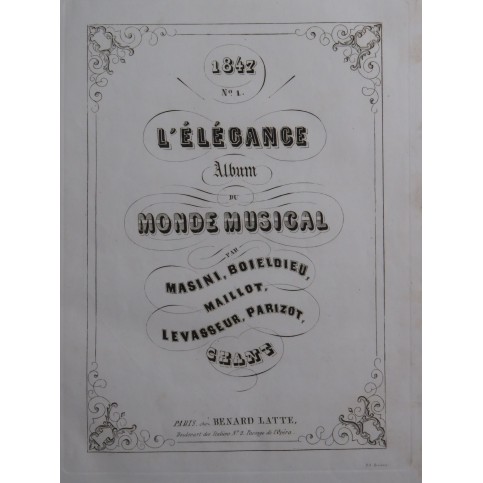 MASINI BOIELDIEU MAILLOT LEVASSEUR L'élégance Chant Piano 1847