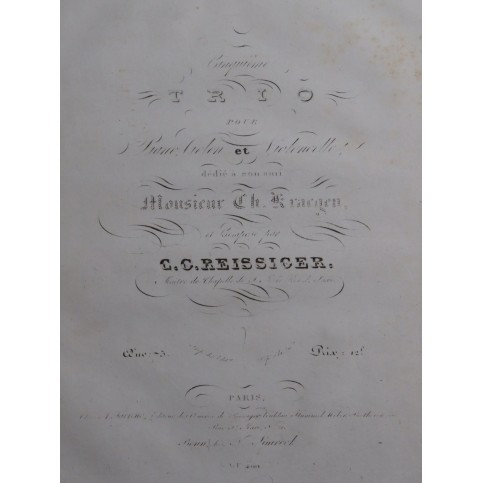 REISSIGER C. G. Trio No 5 op 75 Piano ca1830