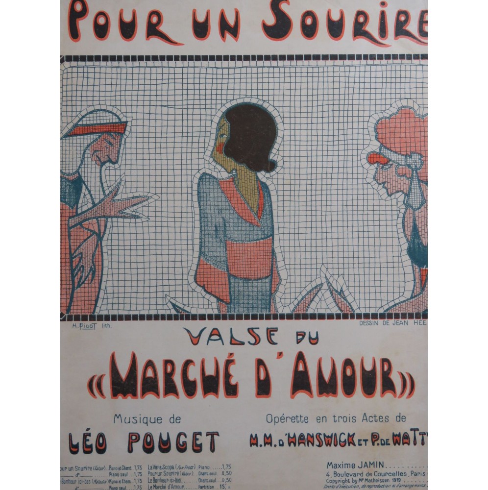 POUGET Léo Pour un Sourire Chant Piano 1919