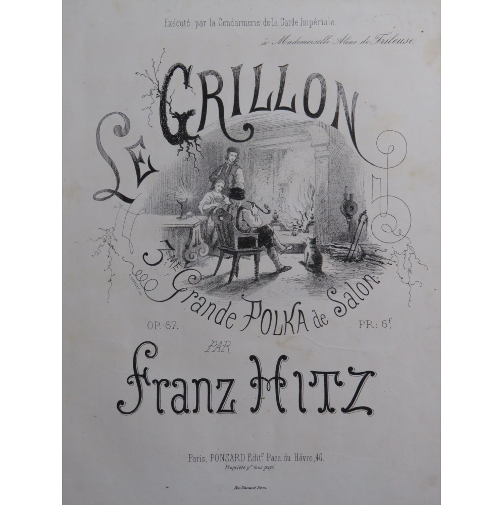 HITZ Franz Le Grillon op 67 Piano XIXe siècle