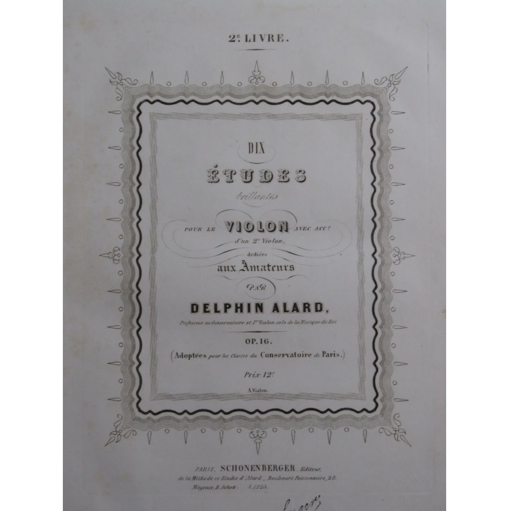 ALARD Delphin Dix Etudes Brillantes op 16 Violon ca1845