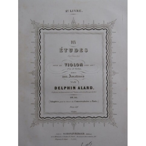 ALARD Delphin Dix Etudes Brillantes op 16 Violon ca1845