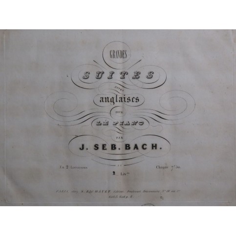 BACH J. S. Suite Anglaise Sol mineur BWV 808 Piano ca1845
