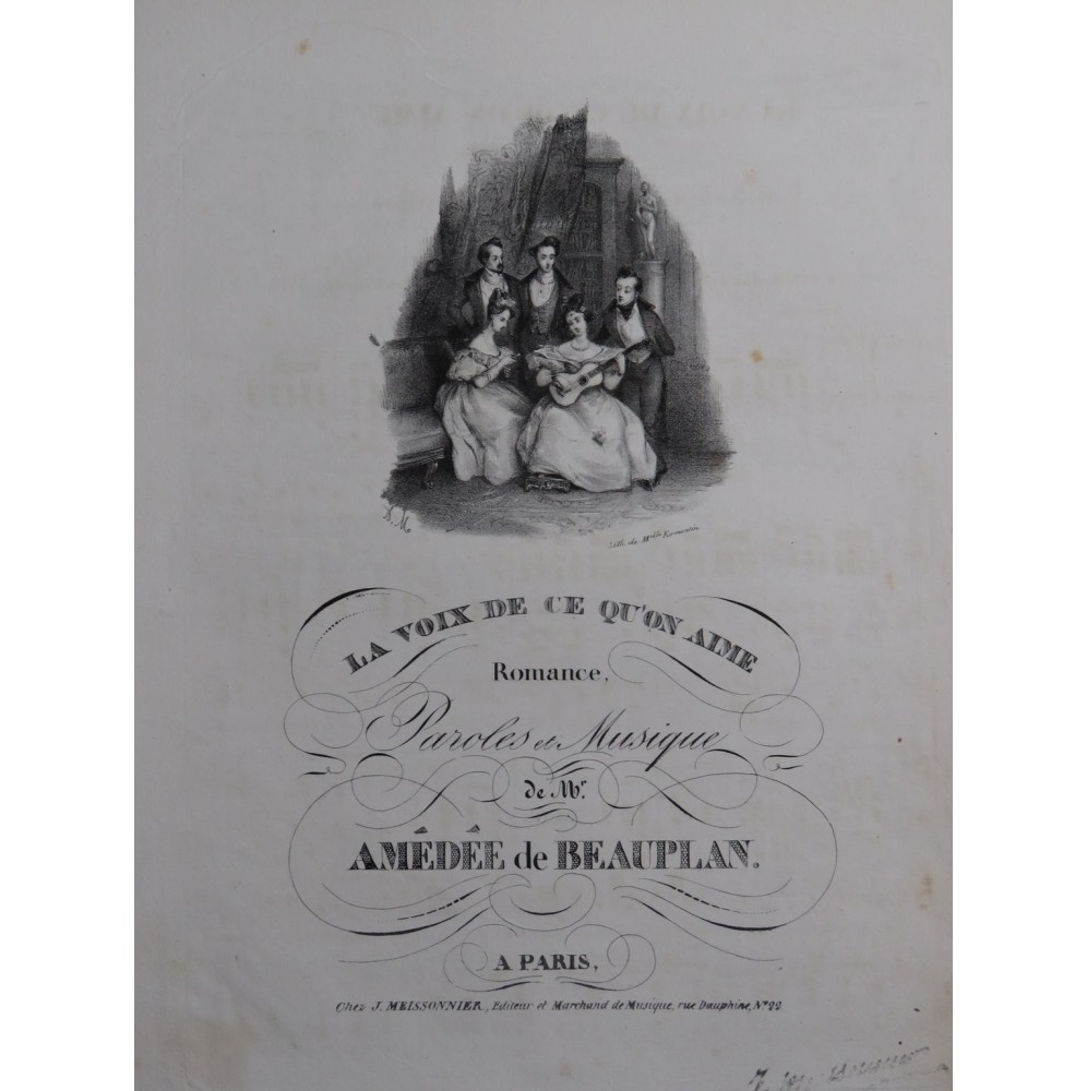 DE BEAUPLAN Amédée La voix de ce qu'on aime Chant Piano ca1830