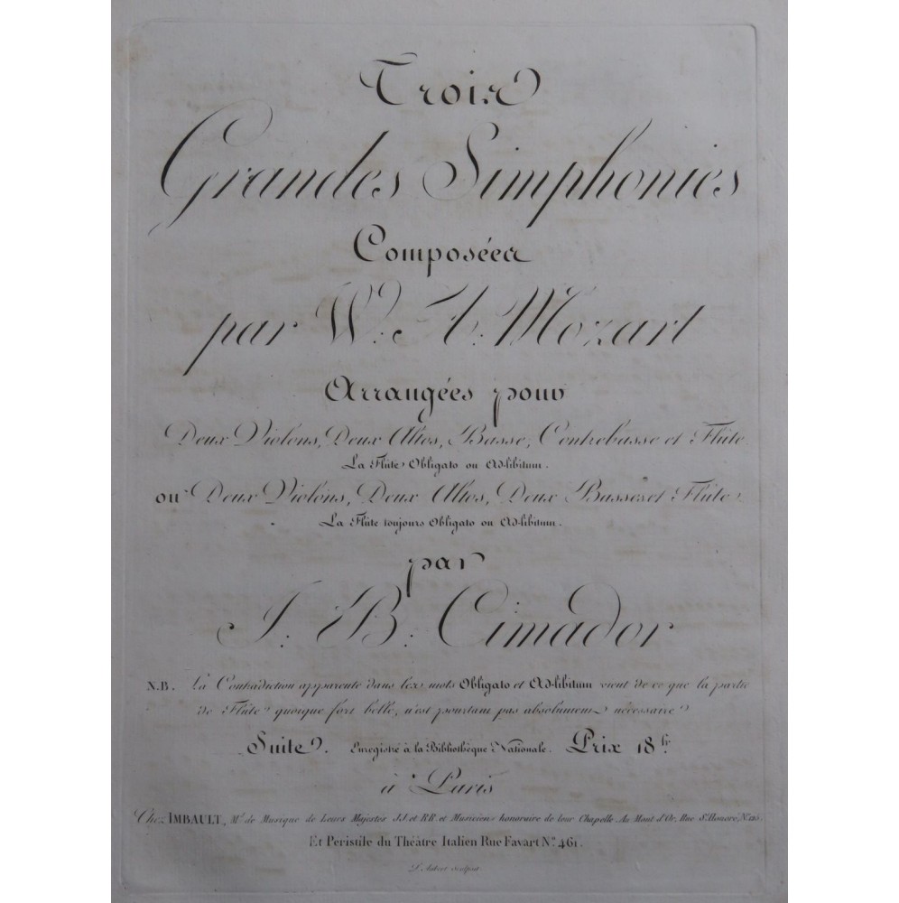 MOZART W. A. Symphonie No 36 C major K.425 Orchestre ca1810