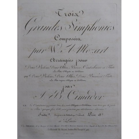 MOZART W. A. Symphonie No 36 C major K.425 Orchestre ca1810