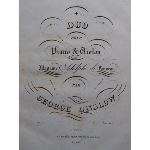 ONSLOW George Duo op 31 Piano ca1835