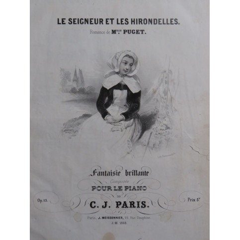 PARIS C. J. Le Seigneur et les Hirondelles op 13 Chant Piano ca1840