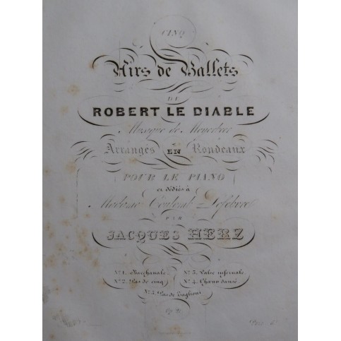 HERZ Jacques Air de Ballet Meyerbeer No 2 Pas de Cinq Piano ca1830