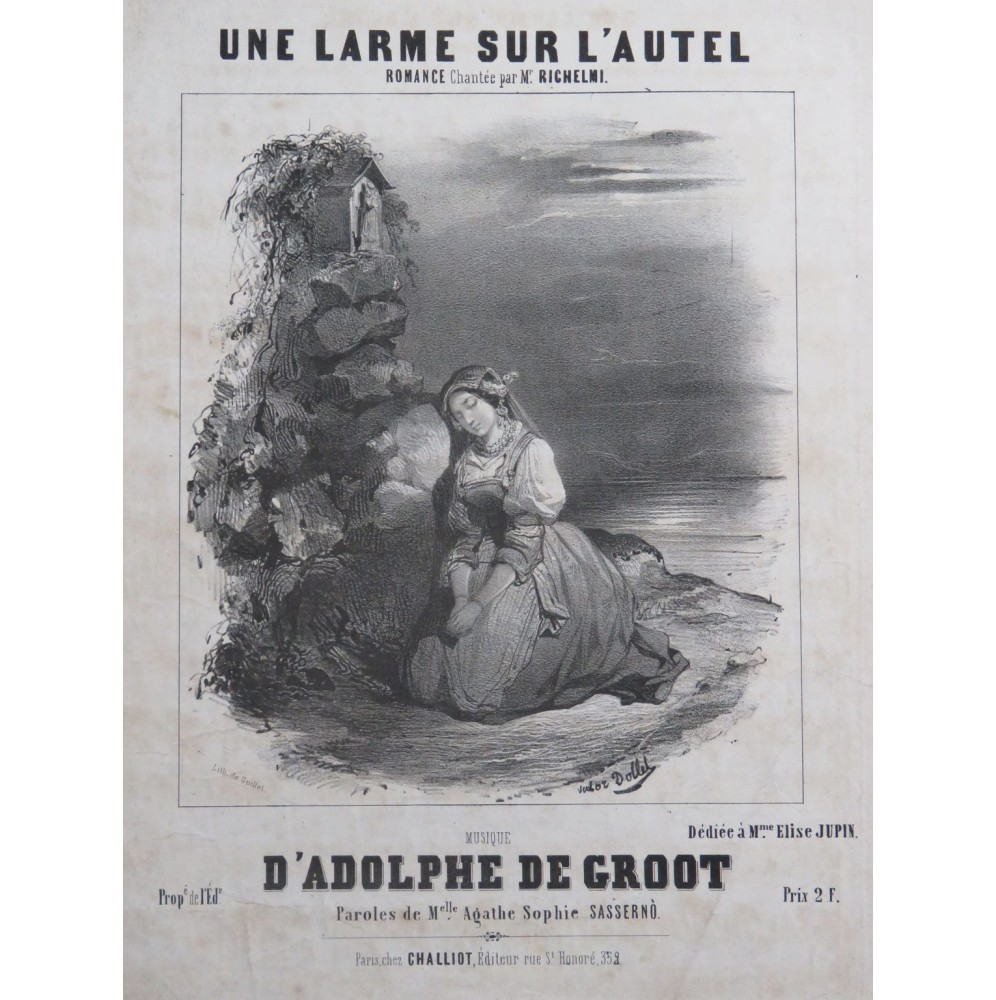 DE GROOT Adolphe Une Larme sur l'Autel Chant Piano ca1840