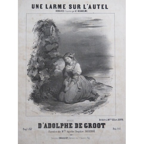 DE GROOT Adolphe Une Larme sur l'Autel Chant Piano ca1840